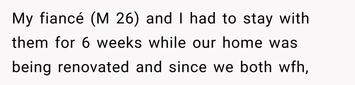 My fiancé (M 26) and I had to stay with them for 6 weeks while our home was being renovated and since we both wfh,