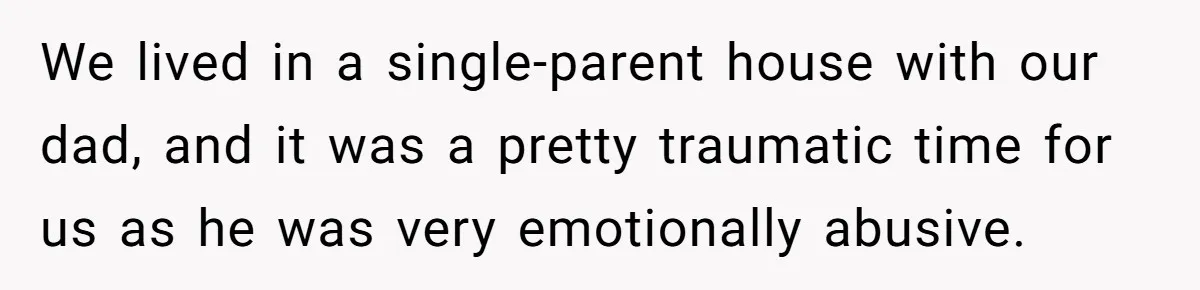 He Wants To Wear A Bracelet From His Traumatic Childhood, His Fiancée Calls It Inappropriate We lived in a single-parent house with our dad, and it was a pretty traumatic time for us as he was very emotionally abusive.