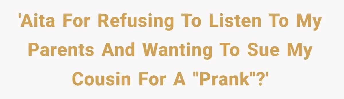 'AITA For refusing to listen to my parents and wanting to sue my cousin for a "prank"?'