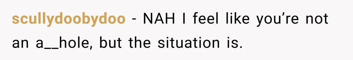 scullydoobydoo − NAH I feel like you’re not an a__hole, but the situation is.