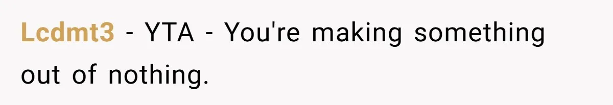 Lcdmt3 − YTA - You're making something out of nothing.