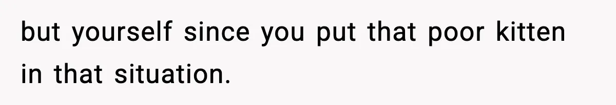 but yourself since you put that poor kitten in that situation.