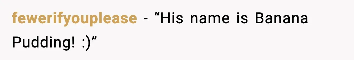 fewerifyouplease − “His name is Banana Pudding! :)”
