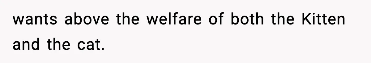 wants above the welfare of both the Kitten and the cat.