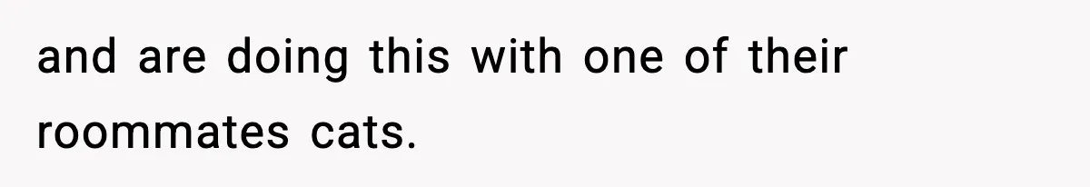 and are doing this with one of their roommates cats.