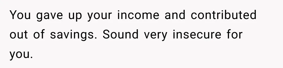 You gave up your income and contributed out of savings. Sound very insecure for you.