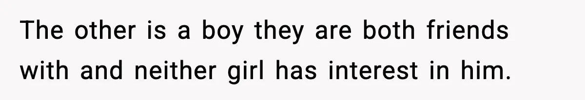 The other is a boy they are both friends with and neither girl has interest in him.