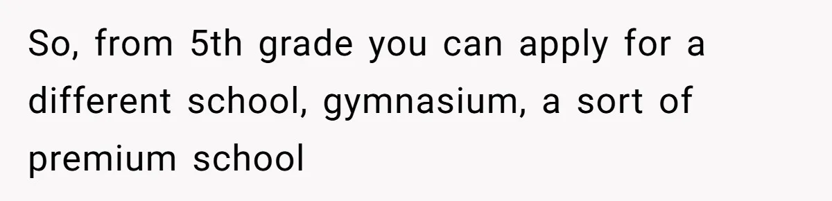 So, from 5th grade you can apply for a different school, gymnasium, a sort of premium school