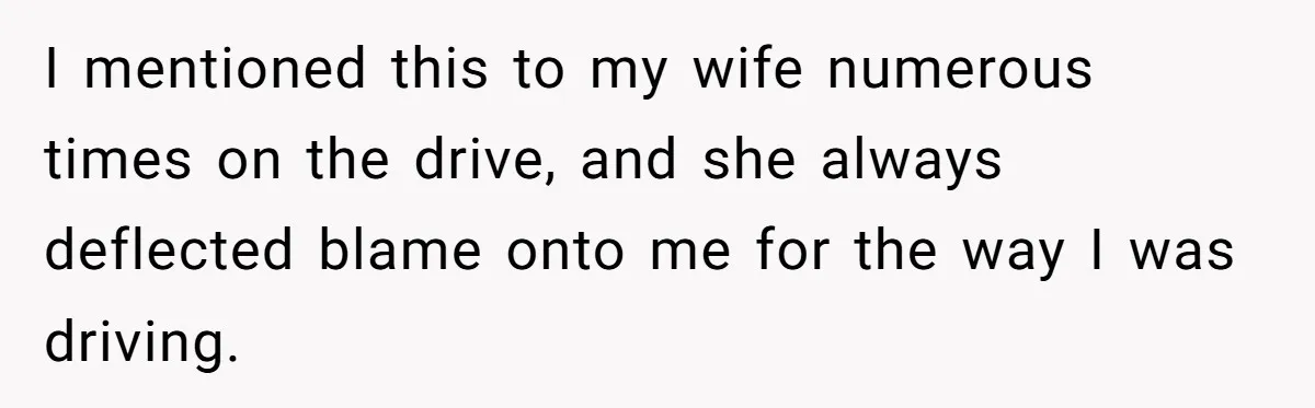 I mentioned this to my wife numerous times on the drive, and she always deflected blame onto me for the way I was driving.