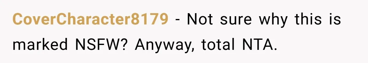 CoverCharacter8179 − Not sure why this is marked NSFW? Anyway, total NTA.