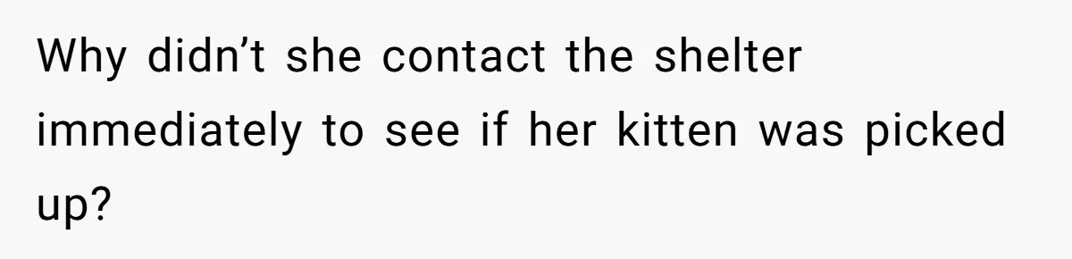 Why didn’t she contact the shelter immediately to see if her kitten was picked up?