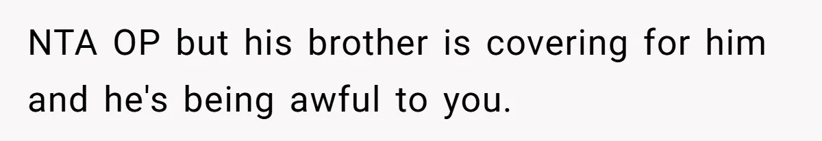 NTA OP but his brother is covering for him and he's being awful to you.