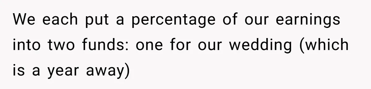 Woman Refuses To Help Pay For Fiancé’s Best Friend’s Medical Bills, Calls Him A “Loser” We each put a percentage of our earnings into two funds: one for our wedding (which is a year away)