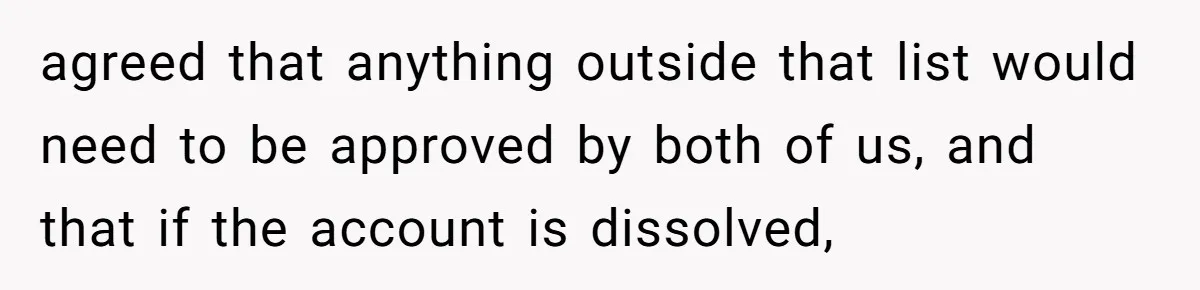 Woman Refuses To Help Pay For Fiancé’s Best Friend’s Medical Bills, Calls Him A “Loser” agreed that anything outside that list would need to be approved by both of us, and that if the account is dissolved,