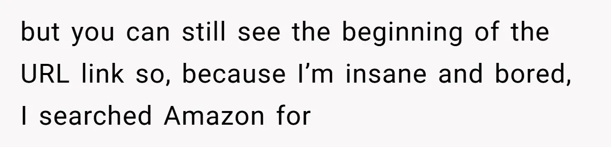 but you can still see the beginning of the URL link so, because I’m insane and bored, I searched Amazon for