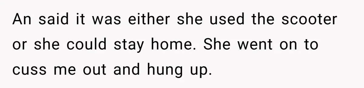Woman Accused Of Fat-Shaming After Suggesting Friend Use A Mobility Scooter During Mall Trips An said it was either she used the scooter or she could stay home. She went on to cuss me out and hung up.