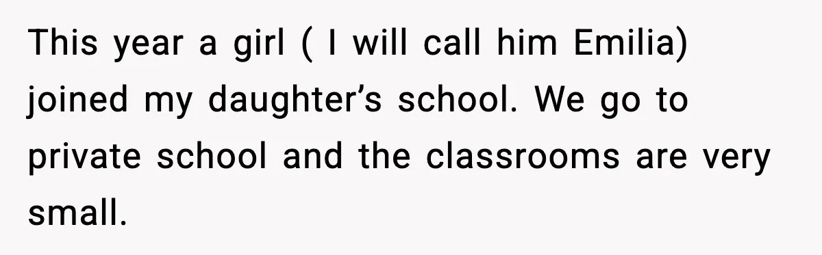 This year a girl ( I will call him Emilia) joined my daughter’s school. We go to private school and the classrooms are very small.
