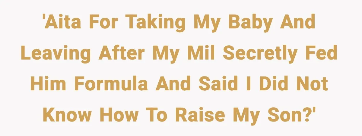 'AITA for taking my baby and leaving after my MIL secretly fed him formula and said I did not know how to raise my son?'