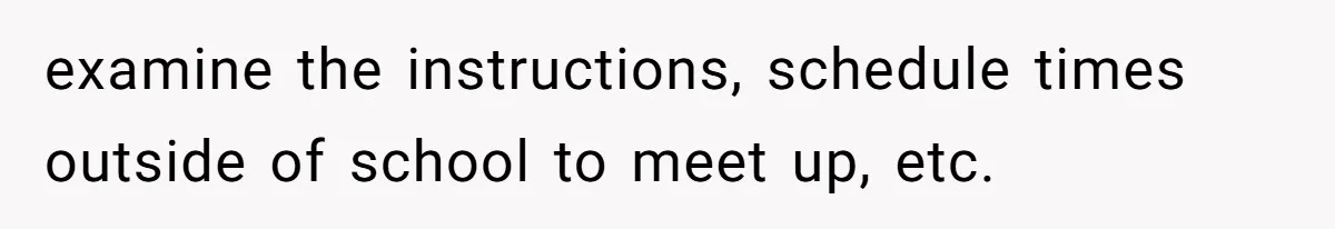 examine the instructions, schedule times outside of school to meet up, etc.