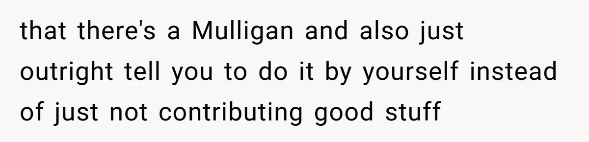 that there's a Mulligan and also just outright tell you to do it by yourself instead of just not contributing good stuff
