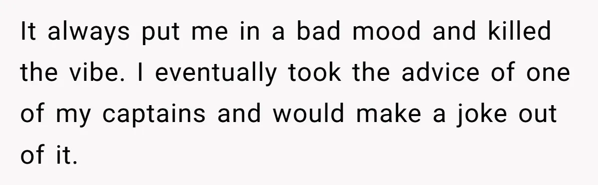 'Foot Doctor' Leaves Dinner Party After Facing Offensive Accusation Of Hidden Personal Motive It always put me in a bad mood and killed the vibe. I eventually took the advice of one of my captains and would make a joke out of it.
