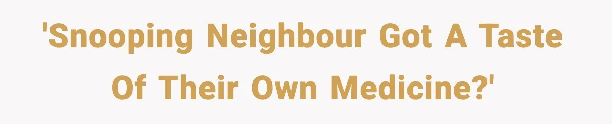 'Snooping Neighbour Got a Taste of Their own Medicine?'