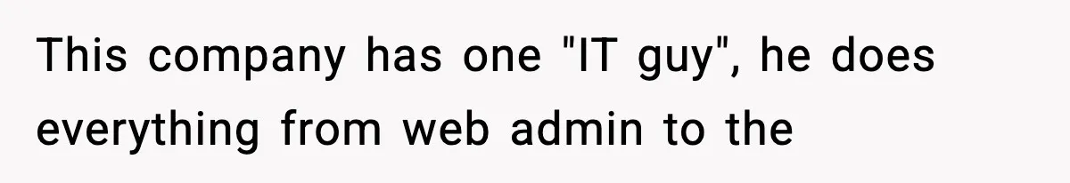 VP Forces One-Man IT Department To Wear Suit And Tie, Accidentally Risks The Whole Company This company has one "IT guy", he does everything from web admin to the