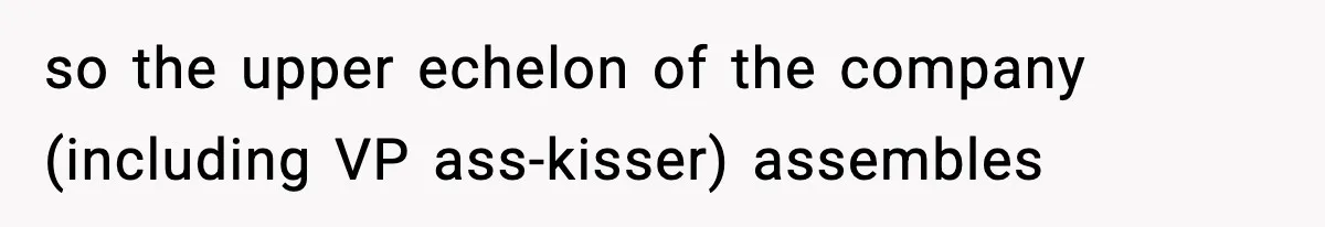 VP Forces One-Man IT Department To Wear Suit And Tie, Accidentally Risks The Whole Company so the upper echelon of the company (including VP ass-kisser) assembles