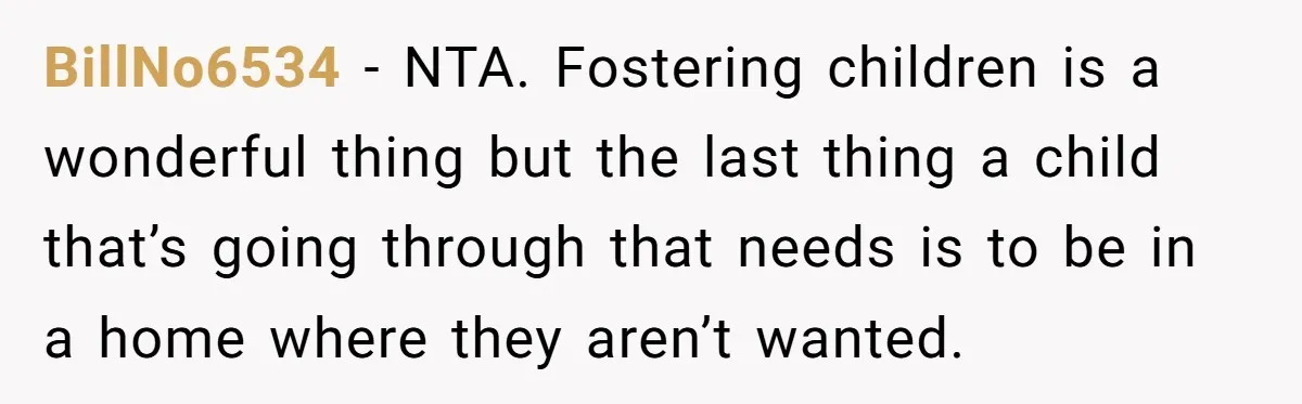 BillNo6534 − NTA. Fostering children is a wonderful thing but the last thing a child that’s going through that needs is to be in a home where they aren’t wanted.