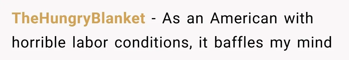 TheHungryBlanket − As an American with horrible labor conditions, it baffles my mind