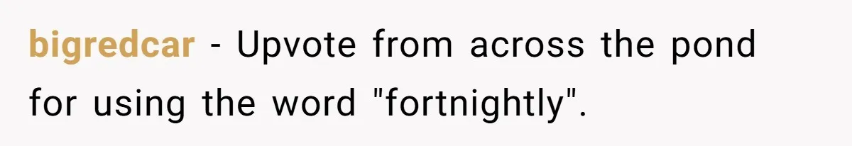 bigredcar − Upvote from across the pond for using the word "fortnightly".