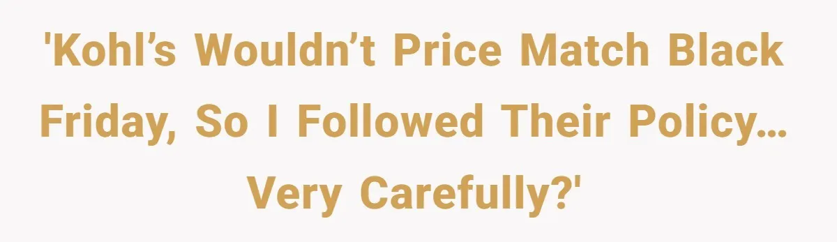 'Kohl’s wouldn’t price match Black Friday, so I followed their policy… very carefully?'