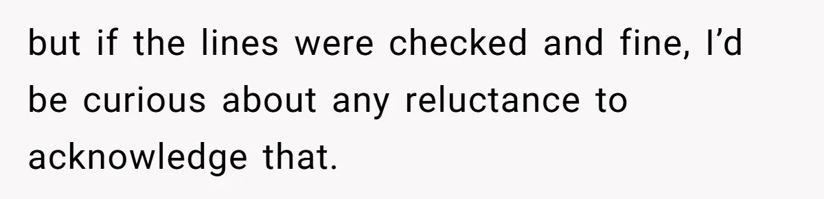 but if the lines were checked and fine, I’d be curious about any reluctance to acknowledge that.