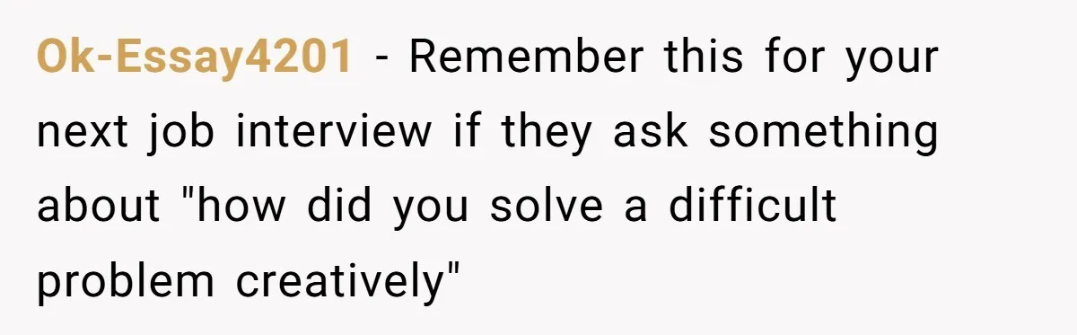Ok-Essay4201 − Remember this for your next job interview if they ask something about "how did you solve a difficult problem creatively"