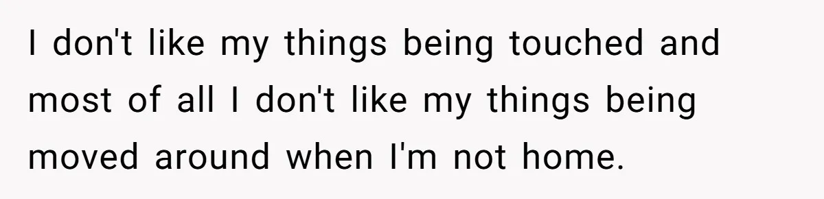 I don't like my things being touched and most of all I don't like my things being moved around when I'm not home.