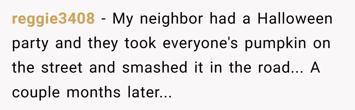From Sidewalk Junk to Yard Gold: How One Neighbor Finally Won the Long-Running Toy War reggie3408 − My neighbor had a Halloween party and they took everyone's pumpkin on the street and smashed it in the road... A couple months later...