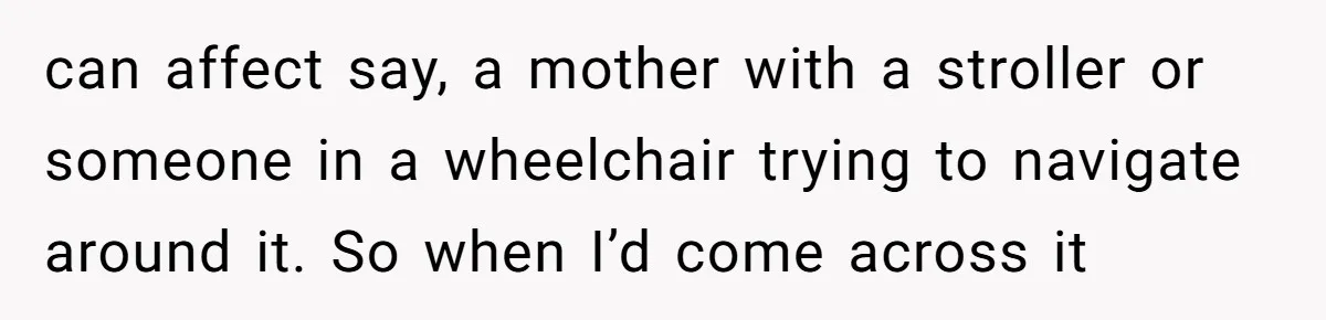 From Sidewalk Junk to Yard Gold: How One Neighbor Finally Won the Long-Running Toy War can affect say, a mother with a stroller or someone in a wheelchair trying to navigate around it. So when I’d come across it