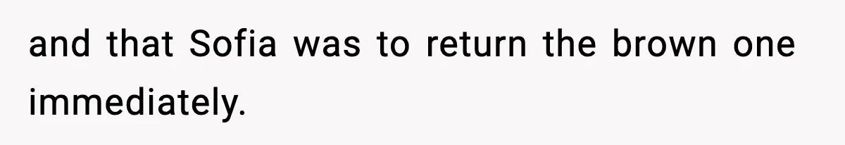 and that Sofia was to return the brown one immediately.