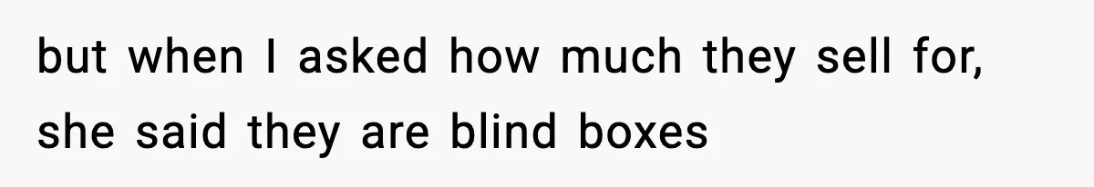but when I asked how much they sell for, she said they are blind boxes