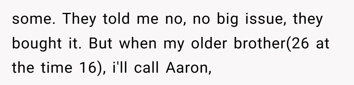 A Woman Decides Not to Invite Her Brother’s Wife After Years of Heartbreaking Treatment some. They told me no, no big issue, they bought it. But when my older brother(26 at the time 16), i'll call Aaron,