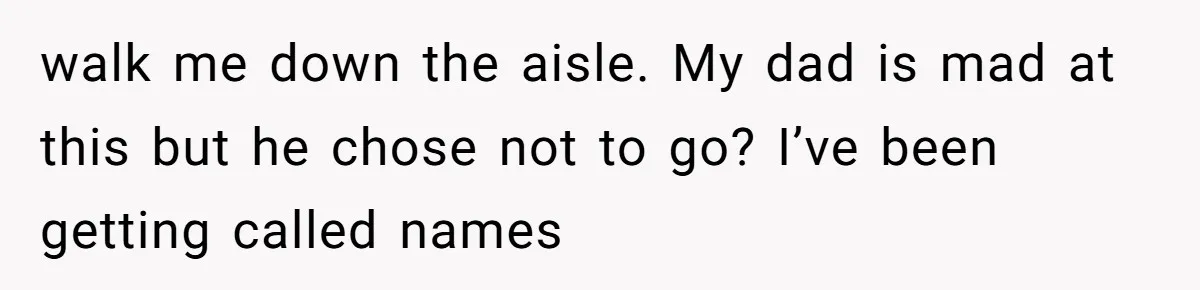A Woman Decides Not to Invite Her Brother’s Wife After Years of Heartbreaking Treatment walk me down the aisle. My dad is mad at this but he chose not to go? I’ve been getting called names