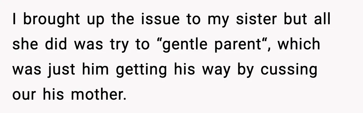 Sister’s Family Moved In After a Flood, Then Got Kicked Out for Total Disrespect I brought up the issue to my sister but all she did was try to “gentle parent“, which was just him getting his way by cussing our his mother.