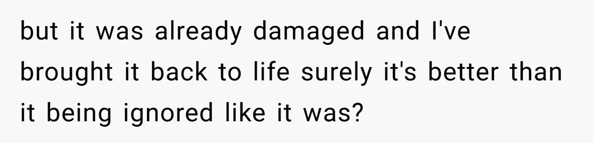 but it was already damaged and I've brought it back to life surely it's better than it being ignored like it was?