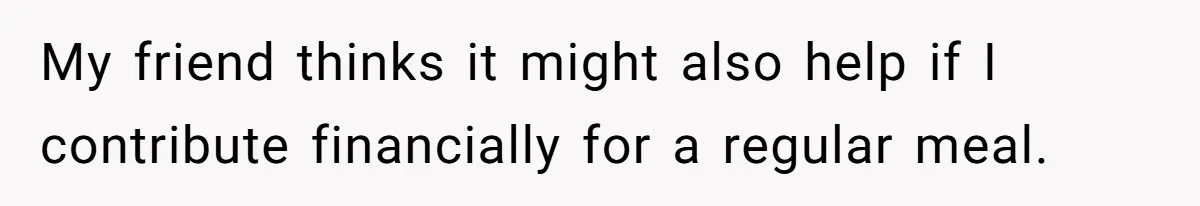 My friend thinks it might also help if I contribute financially for a regular meal.