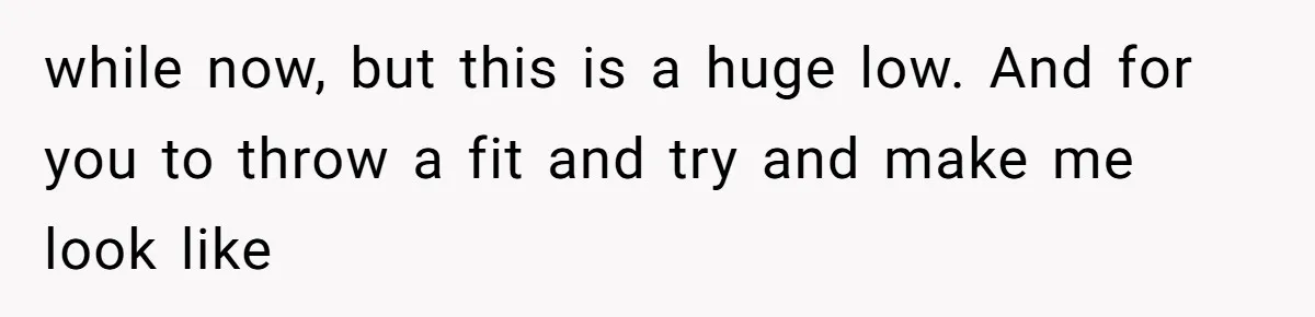 while now, but this is a huge low. And for you to throw a fit and try and make me look like