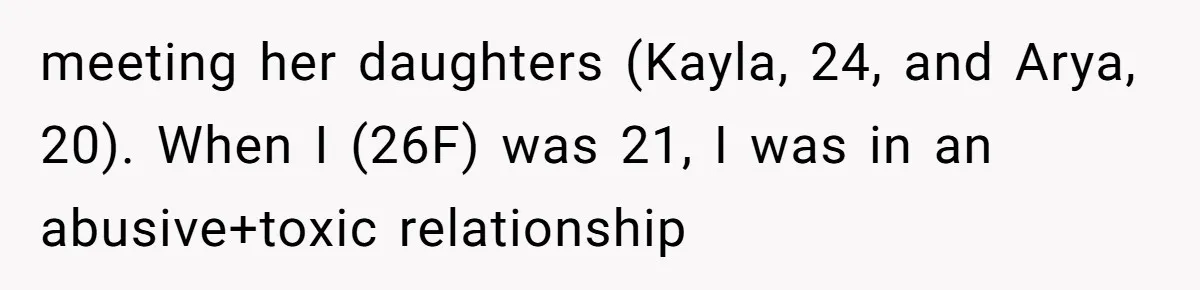 Man Makes A Cruel Comment About A Miscarriage, Woman Exposes His Past To His New Wife meeting her daughters (Kayla, 24, and Arya, 20). When I (26F) was 21, I was in an abusive+toxic relationship
