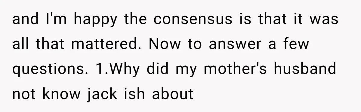 Stepdaughter Rescues Her Mom’s 40th Birthday After Stepdad Schedules the Party on the Wrong Day and I'm happy the consensus is that it was all that mattered. Now to answer a few questions. 1.Why did my mother's husband not know jack ish about