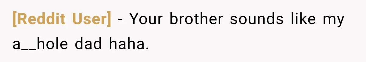[Reddit User] − Your brother sounds like my a__hole dad haha.