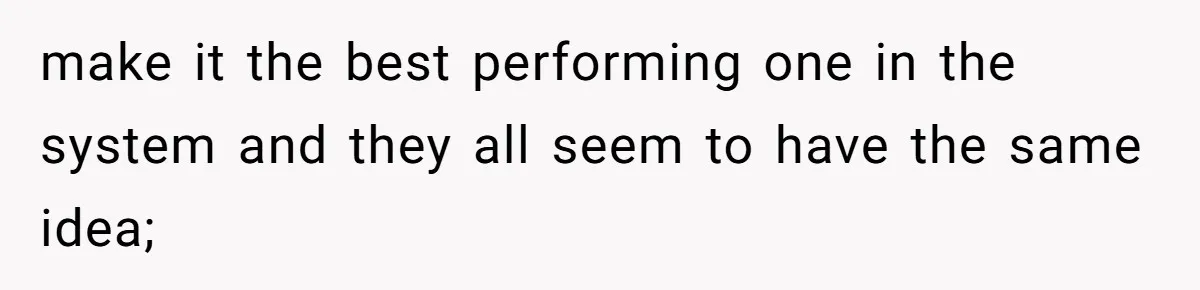 make it the best performing one in the system and they all seem to have the same idea;