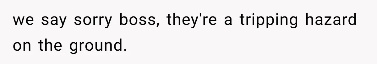 we say sorry boss, they're a tripping hazard on the ground.